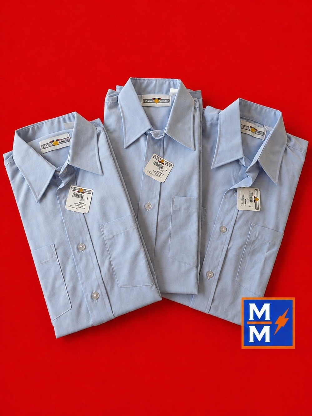 Flying Cross Men’s Medium Uniform Shirts Light Blue NWT Lot of 3